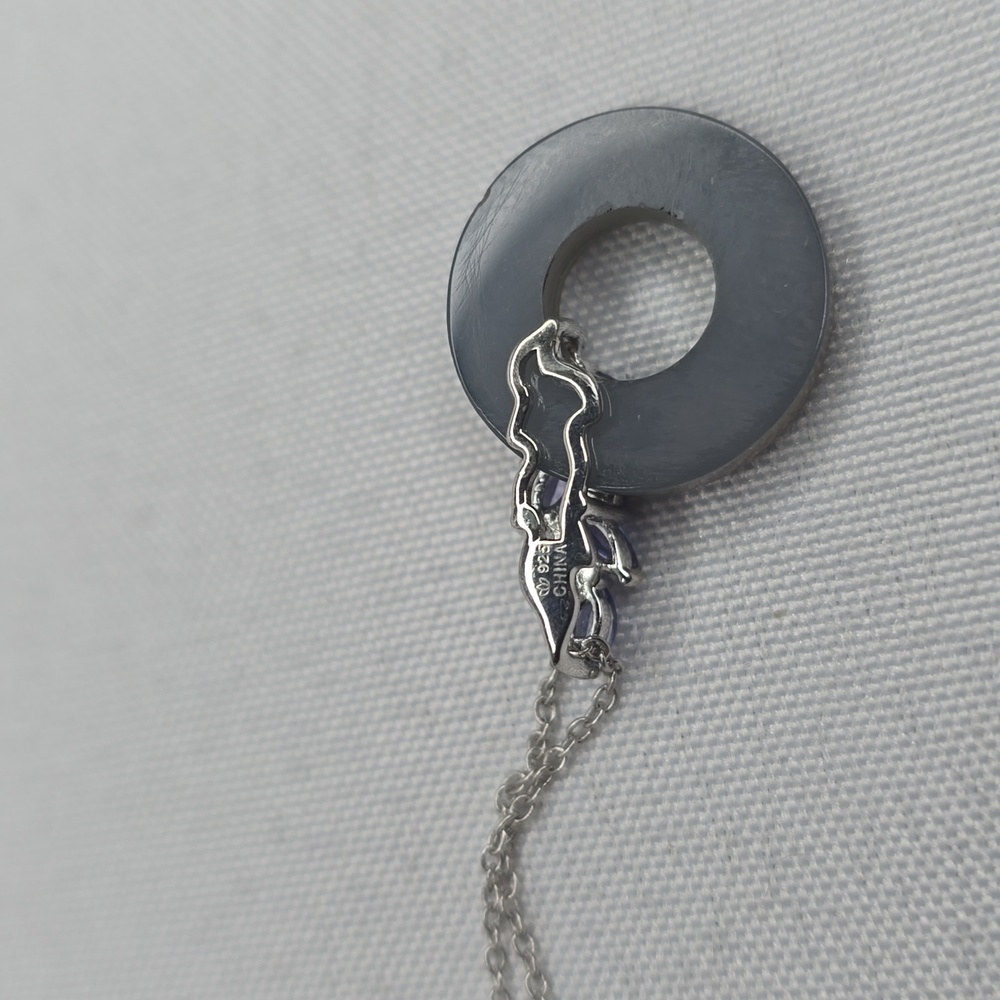 925 Blue Purple Druzy and Tanzanite Necklace - Picture 3 of 4